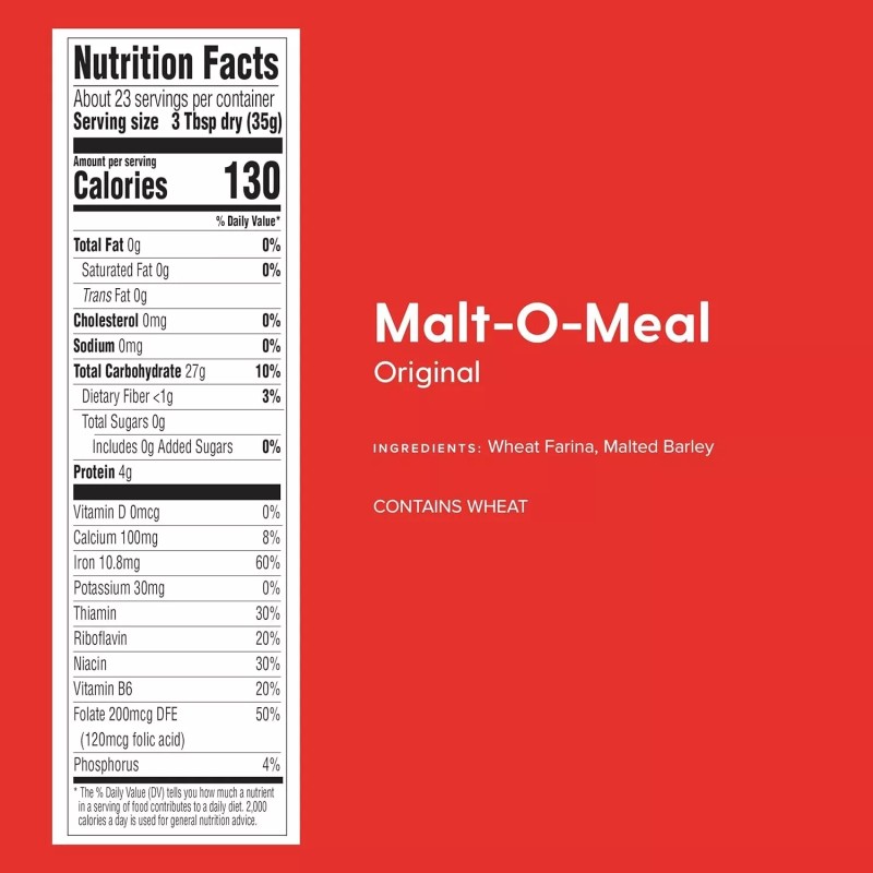 Malt-O-Meal, Original Malt-O-Meal Hot Breakfast Cereal, 28 Ounce (Pack of