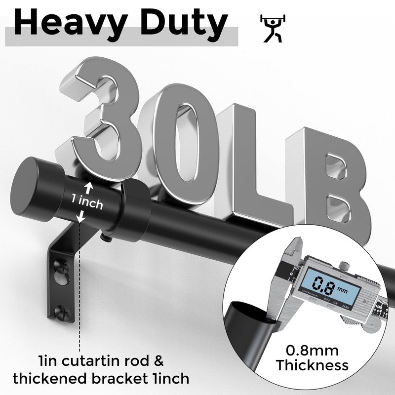 VOIIY Curtain Rods for Windows 48 to 84 Inch(4-7 Feet),Black