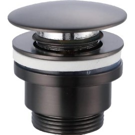 IMEX VCC008 Click Clack Valve, Suitable for Basins and Bidders, Easy Installation, Drain Plug for Sink, Universal with or without Overflow, Pop-Up Colour Matte Black