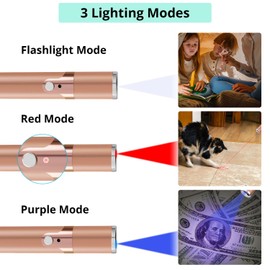 TBTeek Cat Toys for Indoor Cats, 2 Pieces, Rechargeable, 7 Adjustable Patterns, Interactive Kitten Pet Dog Red Dot Chase Light Toy for Cats Fun Playing Exercise(Rose Gold)