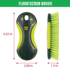 Pine-Sol Heavy Duty Scrub Brush – Multipurpose Cleaning Tool for Floors, Tubs, Sinks | Soft Comfort Grip with Flexible Stiff Bristles, Yellow, Green