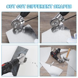 Electric Drill Plate Cutter, 2025 New Upgraded Metal Nibbler Drill Attachment with Adapter, DIY Metal Drill Attachment, Sheet Metal Knife for Cutting Iron, White Sheet, Steel,Copper, Aluminum