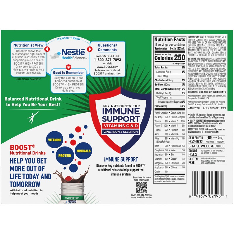 Boost High Protein Balanced Nutritional Drink, Rich Chocolate, Muscle Health