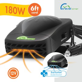 Travel Time 12V Heater & Fan, 180w - Universal for Vehicles, Dual Heat & Fan, Truck & Car Heater, Portable, Includes Mounting Accessories