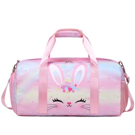 Kirls Travel Bag Girls Sports Duffle Bag Gym Sport Bag Travel Duffles Girls Ballet Bag Training Bag Kids Gymnastic Bag with Dry Wet Separated with Shoes Compartment