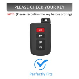 Leather Key Fob Cover with Keychain Compatible with Toyota Highlander Tundra Tacoma Sequoia 4Runner RAV4 Camry Corolla Avalon (BLACK)