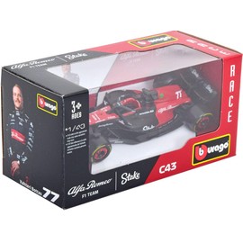 Bburago 38085 Alfa Romeo C43 Stake 2023 Formula 1 Valteri Botas 77 Scale 1:43 12 cm