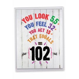 NobleWorks - Oversize Funny 102th Milestone Birthday Greeting Card 8.5 x 11 Inch with Envelope (1 Pack) Large Jumbo Age Equation-102 J2463MBG
