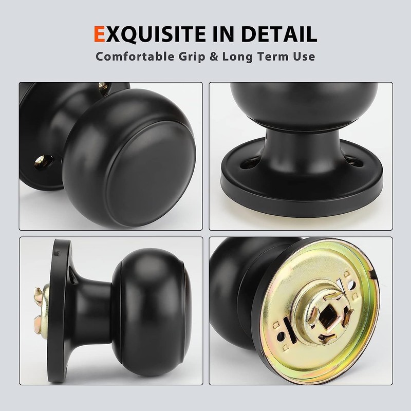 goldenwarm 1 Pack Black Passage Door Knobs, Matte Black Closet