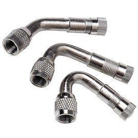 GO-UPP 3PCS Chrome 45 Degree 90 Degree 135 Degree Angled Wheel Tire Tyre Valve Stem Extension for Car Motorcycle Bike Truck RV's Scooter Adapter Universal Extenders