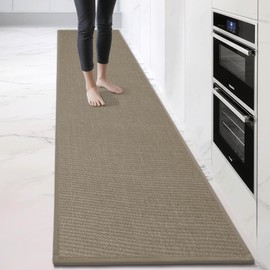 Lunofox Kitchen Mats for Floor, Absorbent Runner Rug, Kitchen Rugs Non Slip Washable Mat, Quick Dry for Wet Area, Stain Resistant with Rubber Backing Floor Protector, Oatmeal 17"x59"
