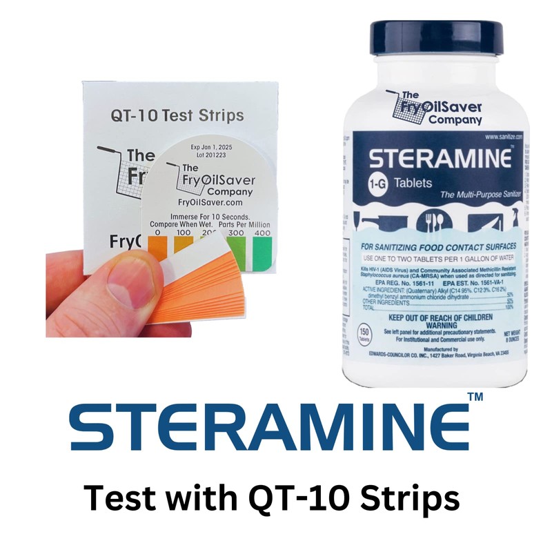 4x Steramine Sanitizer Tablet Bottle by FryOilSaver Co., 4-Pack(600 Tablets)