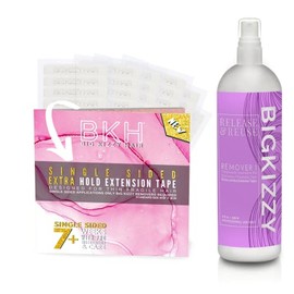 Big Kizzy Remover 1, Release & Reuse Tape Hair Extension Remover + Single Sided EXTRA Hold Hair Extension Tape 4cm x .8cm Fits Most