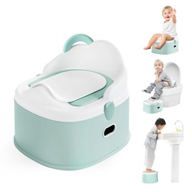 CheerTry 3-In-1 Toddler Potty Training Toilet & Detachable Training Seat & Sturdy Step Stool, Larger Potty Chair for Boy & Girl with Comfortable Backrest, Armrests, Splash Guard
