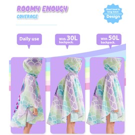 WAWSAM Lightweight Kids Rain Poncho Waterproof Kids Poncho Reusable Hooded Rain Jacket for Boys Girls