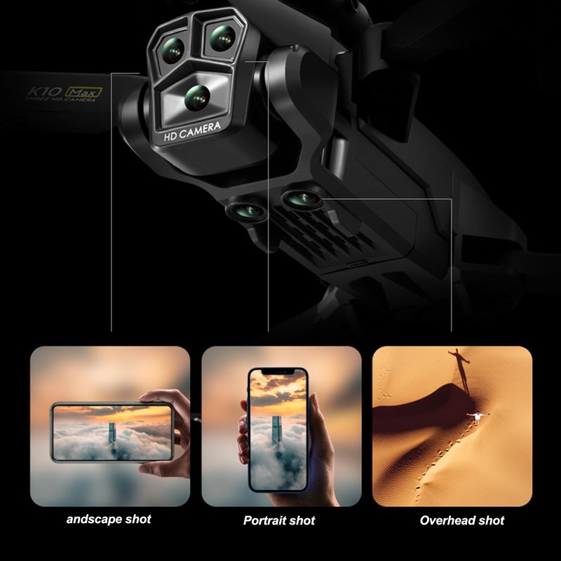 K10MAX Drone 4K HD 3 Lens Obstacle Avoid Optical Flow