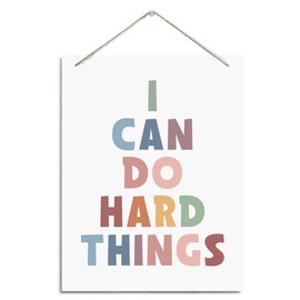 I Can Do Hard Things Sign, Inspirational Wood Sign Rustic Hanging Wood Plaque Sign, Motivational Wall Decor, Nursery Decor, Office Decor, Classroom Decor, Play Room Decor, Encouragement Gift
