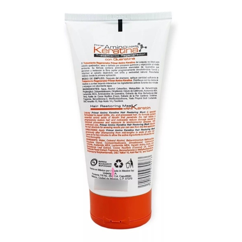 Loquay Mascarilla Cabello Tratamiento Regenerador Queratina Loquay