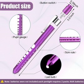Nuanchu Penlight for Nurse Pen Light LED Reusable Pen Light with Pupil Gauge for Torch Medical Students Doctors Daily Use with Pocket Clip Nurse Gifts(6 Pieces,Fresh Colors)