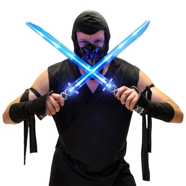 Deluxe Ninja LED Light up Toy Sword with Motion Activated Clanging Sounds (2-Pack)