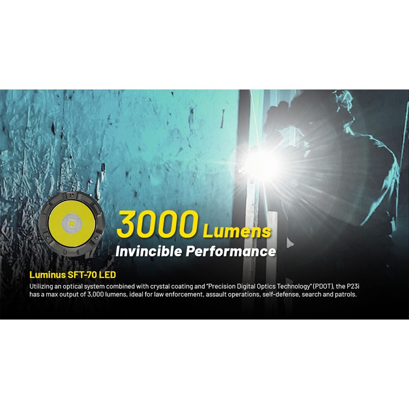Nitecore P23i Tactical Flashlight, 3000 Lumen USB-C Rechargeable Long Throw