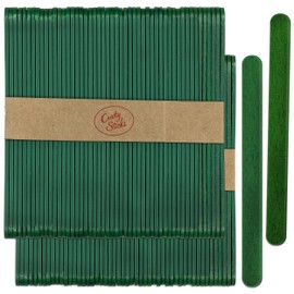 CraftySticks- 100 Pack 4.5 Inch Green Painted Popsicle Sticks, Wood Craft Sticks for Crafts, Learning and STEM Basics