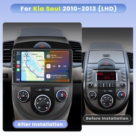 8 Core 4+64GB for Kia Soul 2010 2011 2012 2013 (LHD) Android Car Stereo, 9 Inch 1280 * 720 IPS Touchscreen Car Radio Wireless Carplay 59UI GPS Navigation WiFi 32EQ DSP Backup Camrea