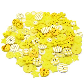 150-Piece Yellow Mix Wooden, Acrylic, and Resin Buttons for Easter/Spring Cardmaking Embellishments - Craft Supplies for DIY Projects