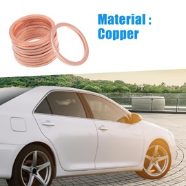 A ABSOPRO Copper Crush Washers Flat Sealing Gaskets Rings M18 x 22mm x 1.5mm (Set of 10)