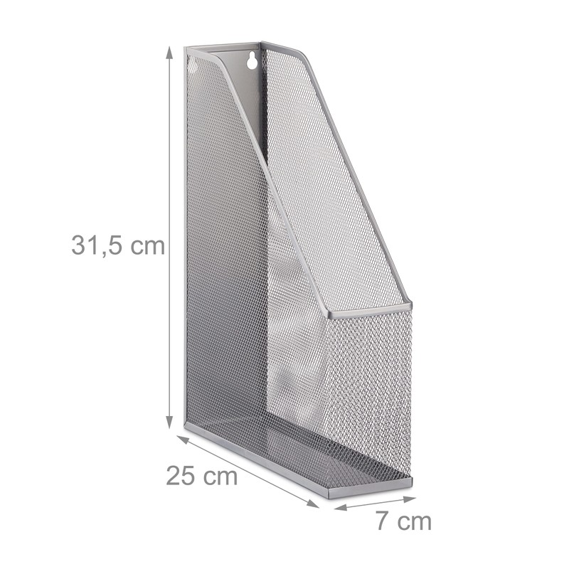 Relaxdays A4 Metal Mesh File Holder, Standing Magazine Rack, Eyelets