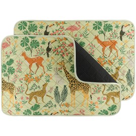 IEUUMLER Washable Pee Pads for Dogs, 2 Pack Forest Pattern Reusable Waterproof Puppy Pads, Non-Slip Super Absorbent Dog Training Pad for Playpen Crate Bed EU013 Green Jungle, 24x18