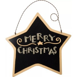 PBK "MERRY CHRISTMAS" Black Tin/Metal Star Christmas Ornament/Sign~