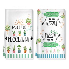 Arquiel Funny Microfiber Kitchen Towels, Gifts for Plant Lovers, Soft Absorbent Hand Towel 15.7 × 23.6 Inch, Thick Dish Cloth for Party Anniversary Holiday Decoration Housewarming Gifts