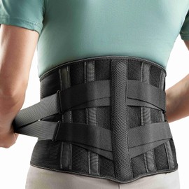 GINTRON Back Support Belt, Breathable Back Support for Men and Women, Back Strap with Removable 3D Lumbar Pad, Back Support with 5 Supports to Relieve Back Pain