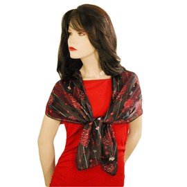 Evening Elegance Heart Scarves Valentine’s Day Mother’s Day Tiny Hearts Black - W521BK