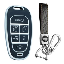KUNIO Key Case Suitable for Hyundai Tucson NX4 Ioniq 5 Santa Fe Nexo 2021 2022 2023 Protection TPU Car Key Case Key Cover Key Case, 6 Keys C Black