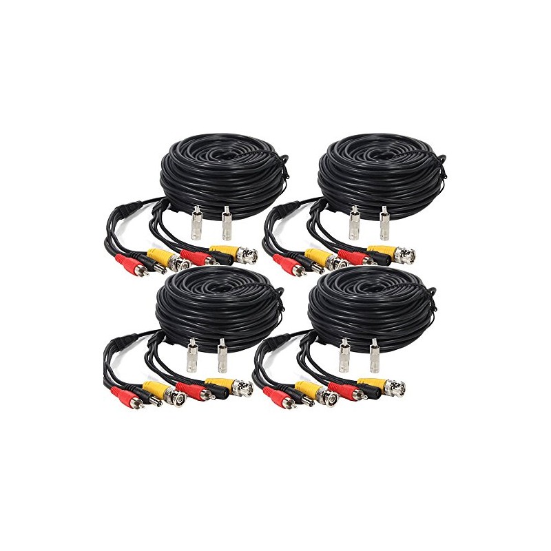 Henxlco 4 Pack 100ft Security Surveillance Camera Audio Video Power