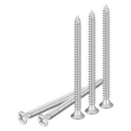 DTGN 50Pcs M3x50mm Flat Head Wood Screws, 304 Stainless Steel Phillips Self Tapping Screws - Good for Woodworking, Furniture - Silver