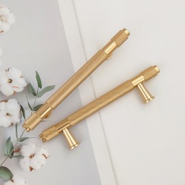 Pexintek 10 Pack Gold Modern Cabinet Handles 96mm Hole Centers Kitchen Bathroom bedrooms Study Furniture Door Vintage Pulls with Screws for Cupboards Drawer Wardrobe Dresser (Golden)