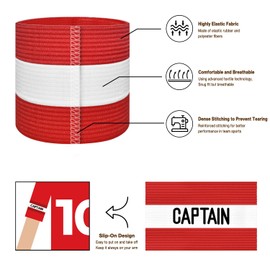VerteLife Captain Band Player's Armband for Football and Rugby, Rubber Elastic Bracelet, Captain Bracelet, Captains Bracelet for Children - Red