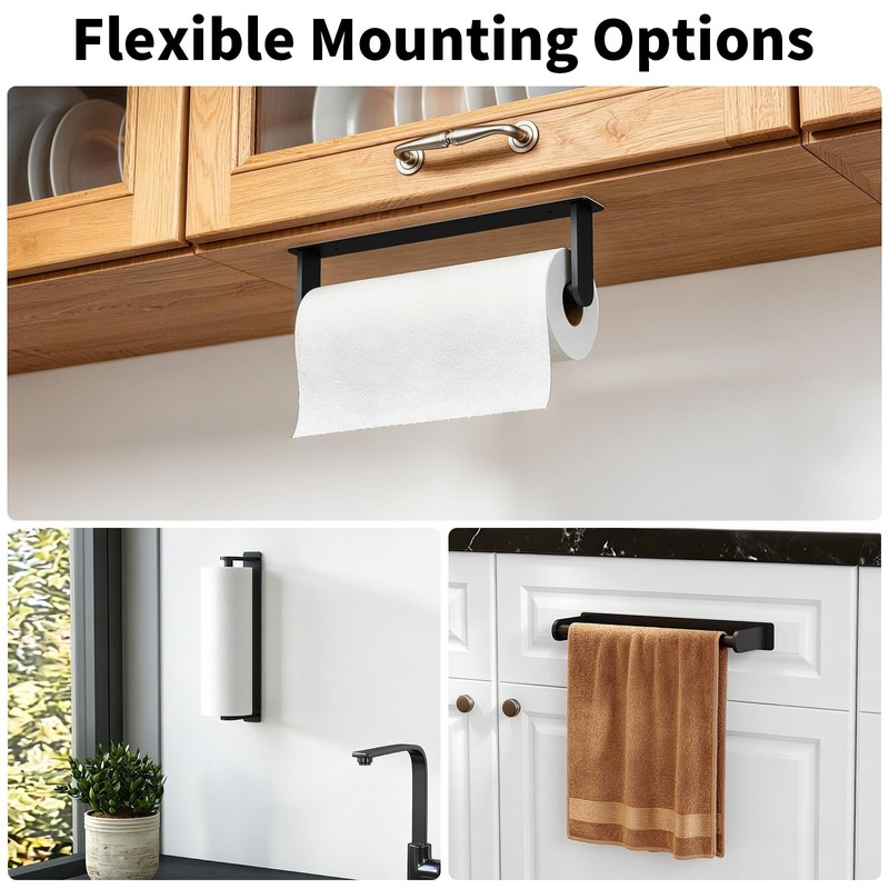 Jesginboo Under Cabinet Paper Towel Holder, Adhesive or Screw, Matte