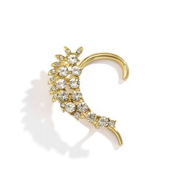 Kenfery Gothic Rhinestones Ear Cuff Wrap Non-Piercing Retro Cartilage Hip Hop Ear Cimbers Fake Clip on Earrings Punk Ear Clip Jewelry Fake Piercings for Woman Girl (Style Gold 1)