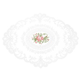 sourcing map Retro Lace Placemat 12x16-in Oval Embroidered Table Place Mats French Crochet Doilies Coasters Cup Mat for Home Wedding, White