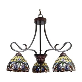 Chloe Lighting Serenity Victorian Tiffany-Style Dark Bronze 3 Light Mini Chandelier 25" Wide, Multicolor
