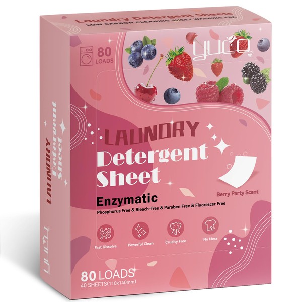 YUCO YUCO Laundry Detergent Sheets Berry Scent 80 Loads Eco