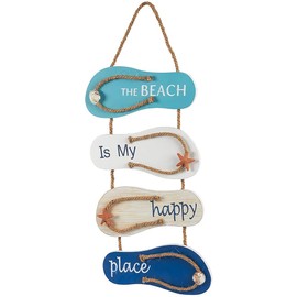 Strand Flip Flop Dekoration, Strand Hausschuhe Wanddekoration, Strand Thema Wohnkultur, Hängedekoration, Holz nautische Strand Design Flip Flop Wand Ornament, für Wohnzimmer, Schlafzimmer, Restaurant