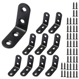 10 Pcs Black Corner Bracket,Right Angle Brackets 90 Degree,Stainless Steel L Shaped Bracket Corner Brace with Screws Small Brackets,50mm
