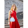Women Elegance Woven Clutch Purse Kiss Lock Evening Handbag Wedding