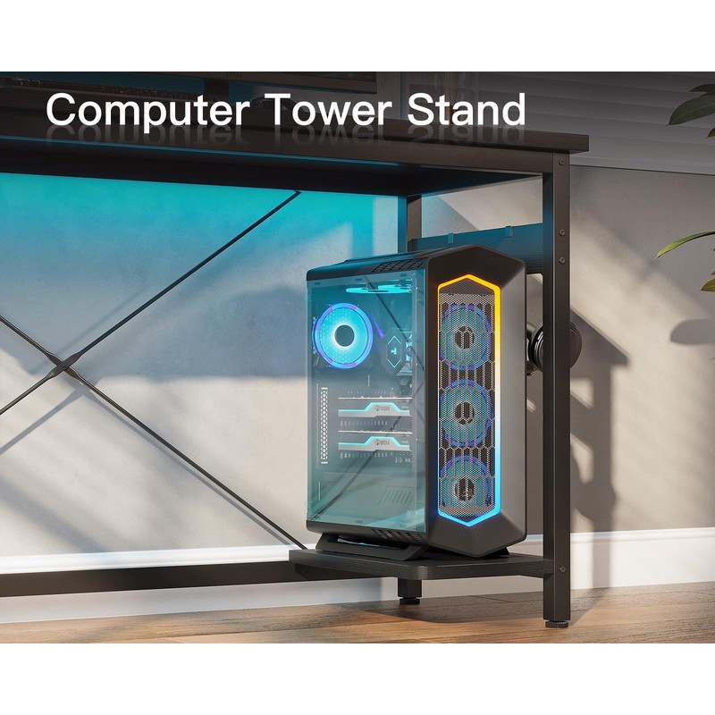 Coleshome 66" L Shaped Gaming Desk, Corner Computer Desk, Sturdy