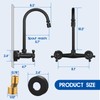 Matte Black Wall Mount Kitchen Faucet with 6” Gooseneck Swivel